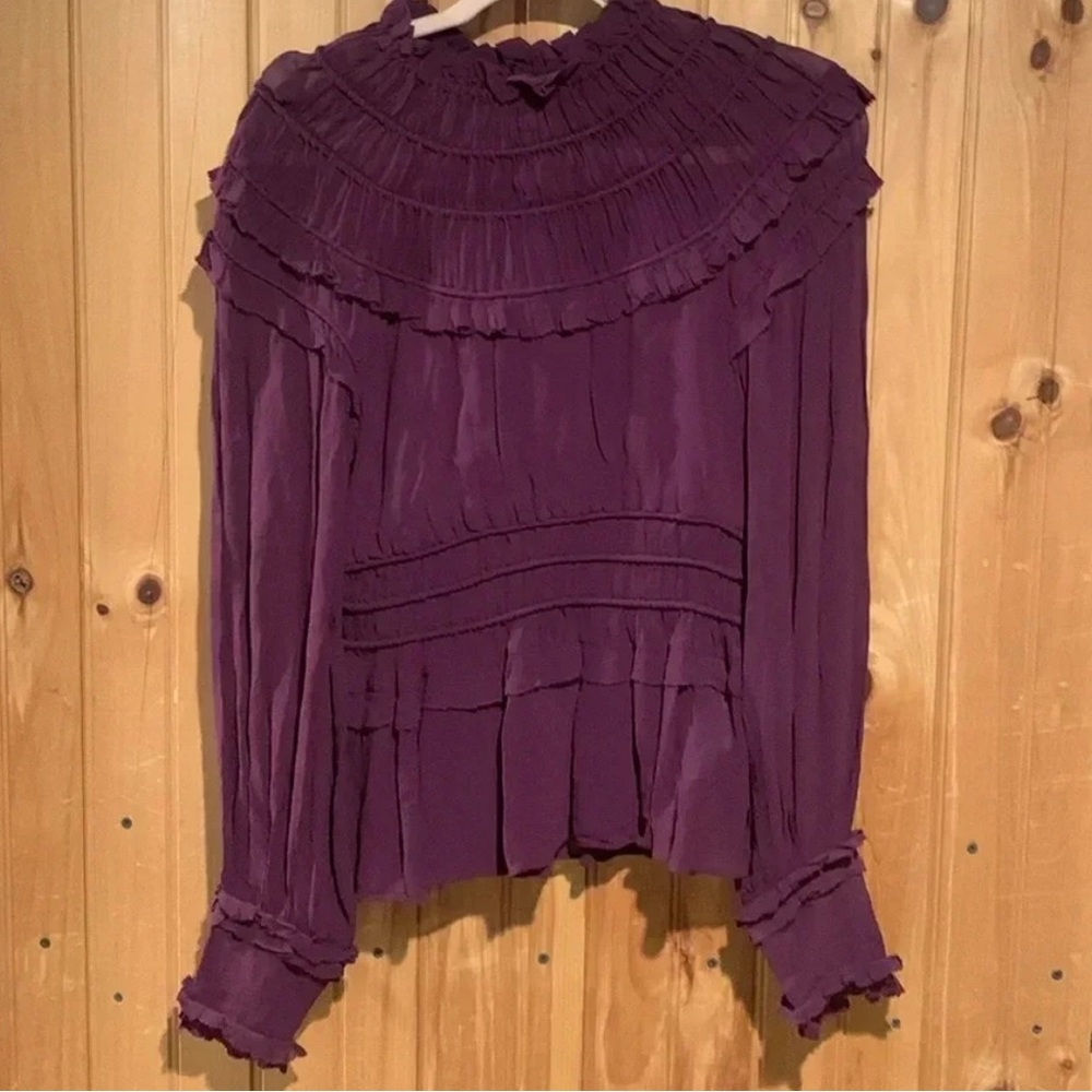 FARM RIO high neck ruffle blouse